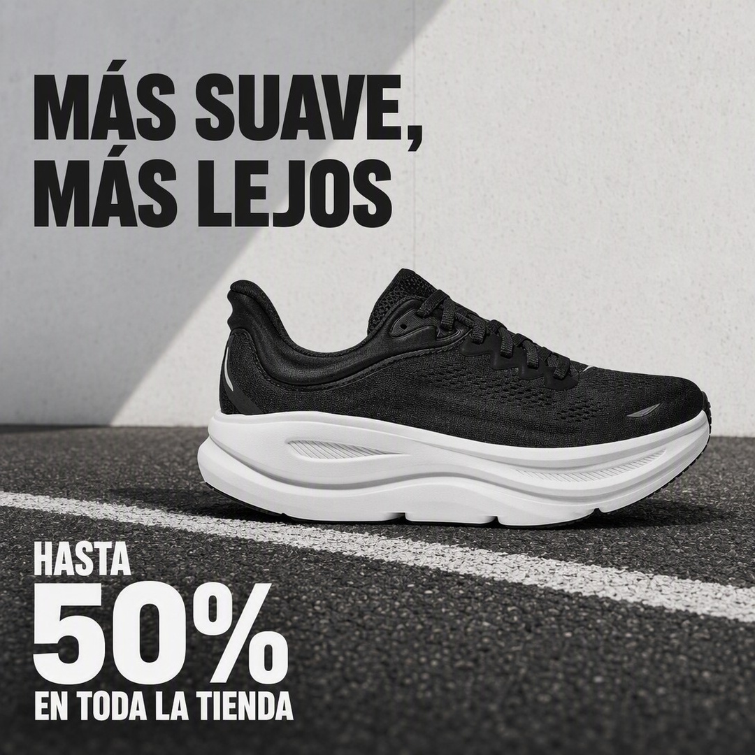 Zapatilla negra de running de asfalto sin logotipos